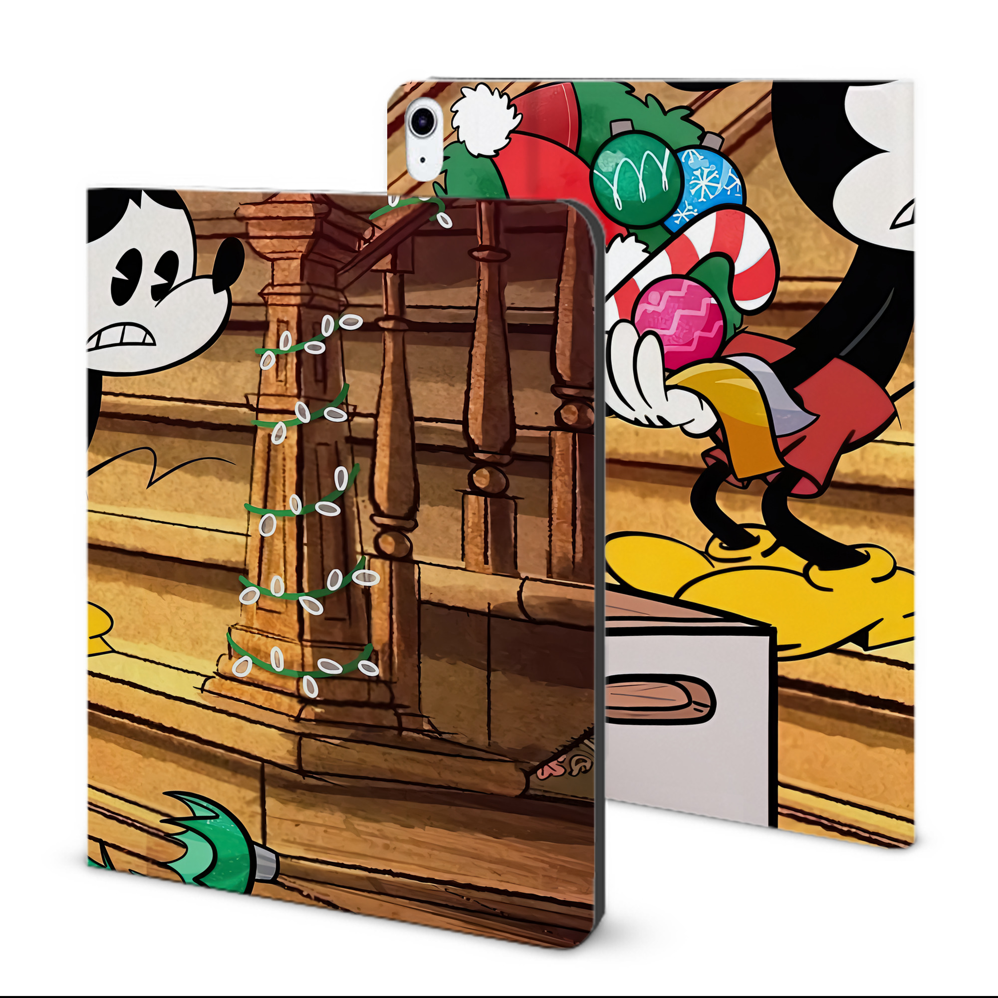 ミッキーマウス Mickey Mouse IPad ケース ブック型 PUレザー TPU 耐衝撃 軽量 薄型 ペン収納なし 全面保護 IPad 各モデル対応